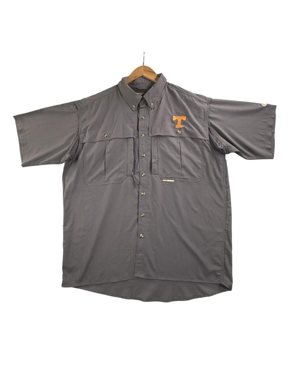 Tennessee Volunteers Shirt Mens Large Gray NCAA Football Drake Button Up Vented
